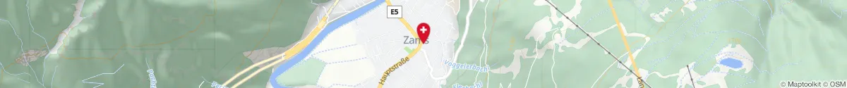 Map representation of the location for Kronburg-Apotheke in 6511 Zams